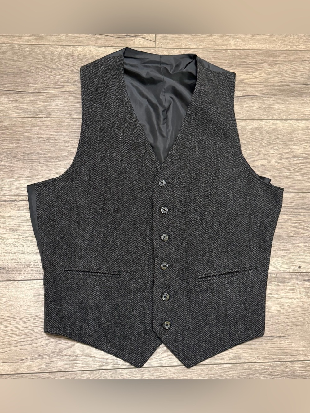 Structure Premium Woven Wool Vest Mens Gray 90's Preppy Size L